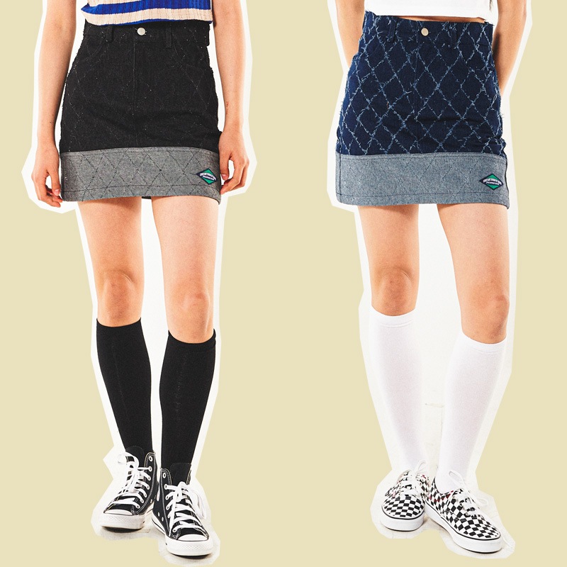 FENCE SWING DENIM MINI SKIRT (BLACK / BLUE)