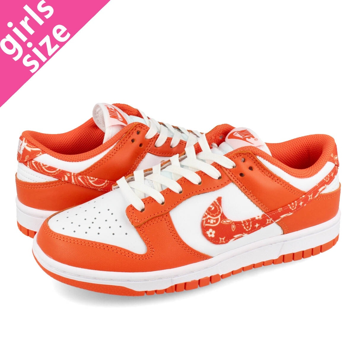 WMNS DUNK LOW WHITE/RUSH ORANGE/WHITE 【PAISLEY】