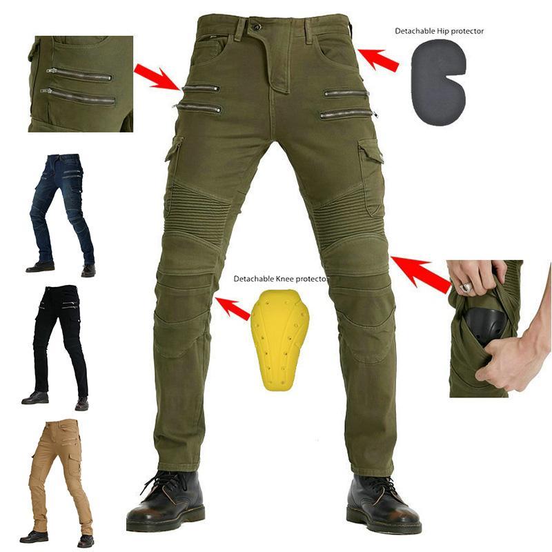 バイクパンツ バイクデニムパンツ バイク用 バイクウェア 夏 秋 冬 メンズ デニム プロテクター付き グリーン 防風 バイクジーンズ 耐磨 ライダースパンツ