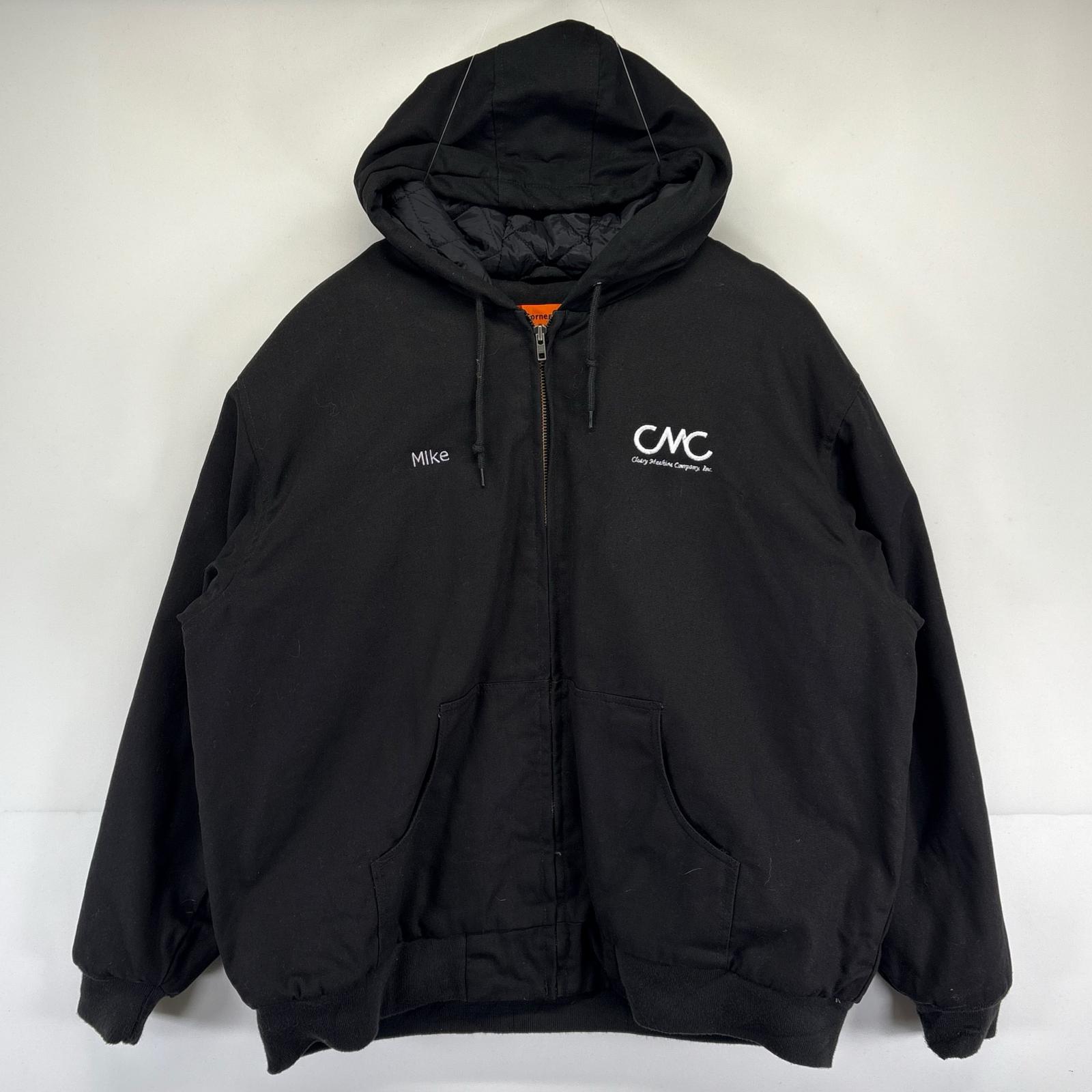 古着 Corner Stone ワークジャケット 大きいサイズ 中綿 アクティブジャケット 企業ロゴ 2XL ブラック メンズ