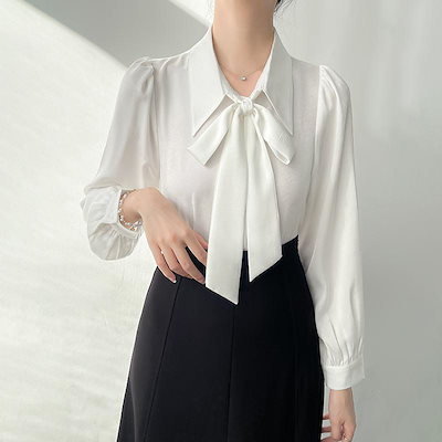 ブラウス 春 リボン ボウタイ 白 シャツ レディース 通勤 フォーマル