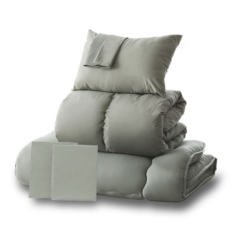 シングル 布団セット 羽根布団 8点セット 【 枕カバー2枚・ ベッドパット】スモールフェザー100％ 羽根布団 ベッドパット 枕 シーツ カバー 保存ケース セット