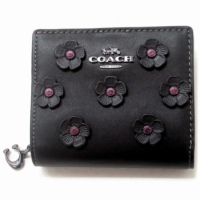 コーチ レザー財布 COACH アウトレット スナップ ウォレット フローラル アップリケ 花柄 二つ折り財布 CAP16 QBBK 14,962円