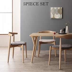 [組立設置付]北欧モダンデザインダイニングシリーズ [ルートリコ] 5点セット(テーブルW140+チェア4脚) [チェア]アイボリー+チャコールグレー