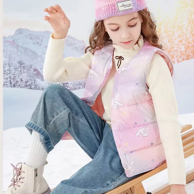 女の子羽毛ベスト子供ベスト秋冬新型中大童薄手アヒルの綿毛内胆子供服綿入れコート