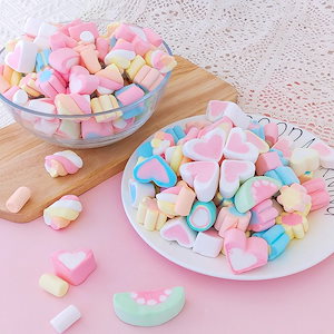 500/1000g ミックス カラフルマシュマロハート型愛花粒桜レインボー小筒ケーキ焼き飾り 誕生日プレゼント