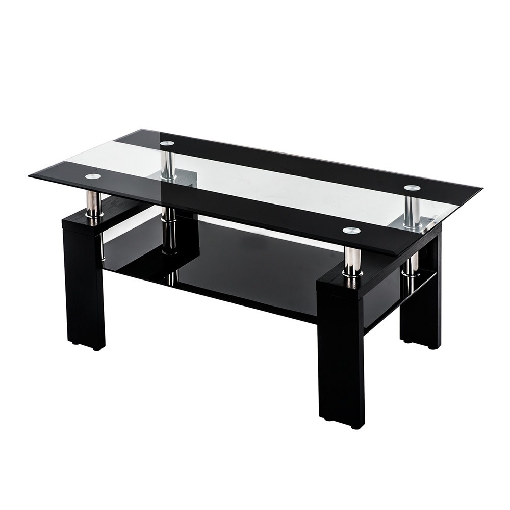 【国内発送.送.料.無.料！】ガラステーブル　センターテーブル　リビングテーブル　 ローテーブル モダン シンプル ガラス 北欧【ブラックガラス+ブラック脚】