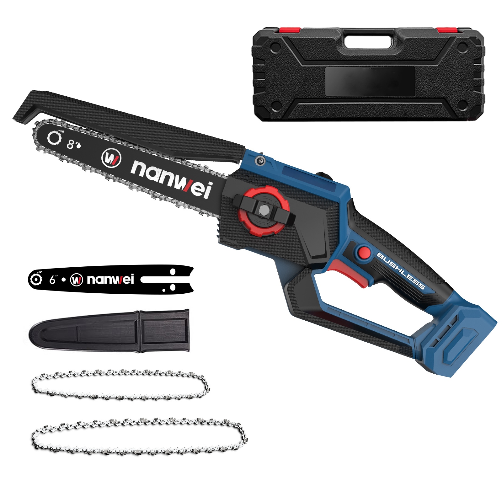 チェーンソー充電式 8インチ マキタ18Vバッテリー対応 【バッテリー・充電器別売り】 ポンプ押し給油式 工具レス調整 電動チェーンソー ブラシレスモーター 電動のこぎり 小型軽量 【本体のみ】