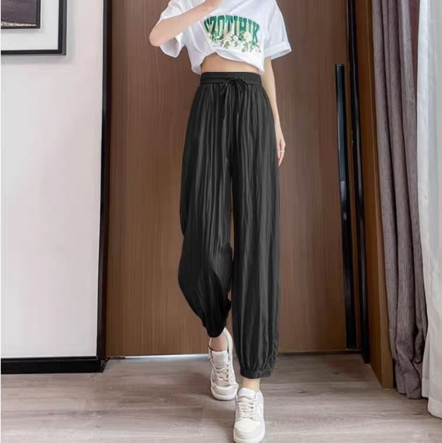 レディース パンツ ボトムス ジョガーパンツ 9分丈 アンクル丈 ストリート ハイウエスト ドロスト シンプル カジュアル おしゃれ かっこいい レトロ ラフ メンズライク マニッシュ ボーイッシュ