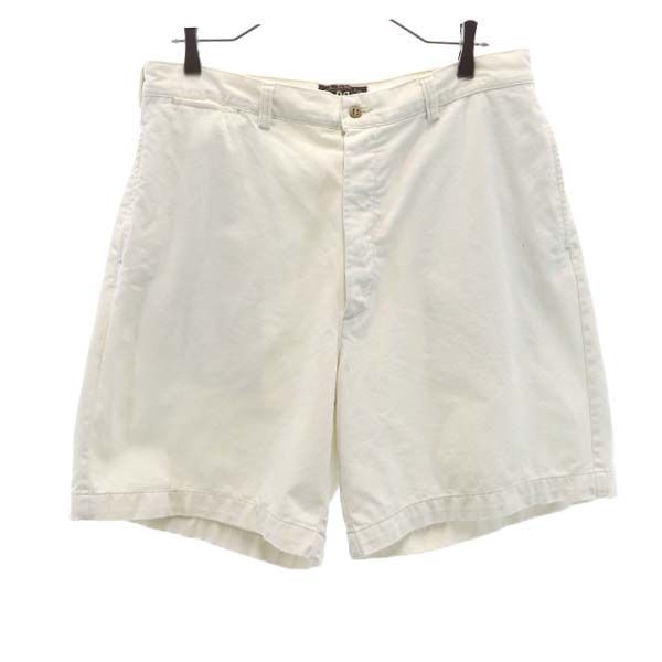 90s USA製 赤三星 チノショートパンツ w33 白 RALPH LAUREN ラルフ ボタンフライ メンズ 古着
