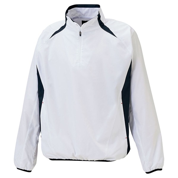 ゼット 野球ウエア 長袖ハーフジップジャンパー ホワイト/ネイビーA O BOV335 1129A