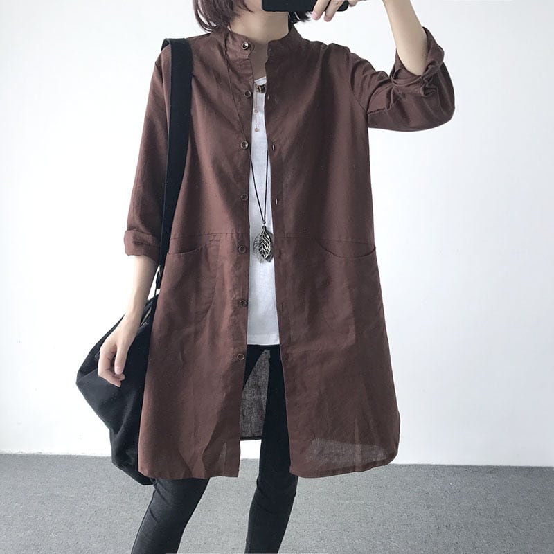 トップス シャツ ロング丈 袖あり 長袖 シンプル カジュアル 大人 上品 おしゃれ レトロ 大人女子 ラフ エレガント 無地 秋 冬 10代 20代 30代 40代 レディース オフィス OL 通勤