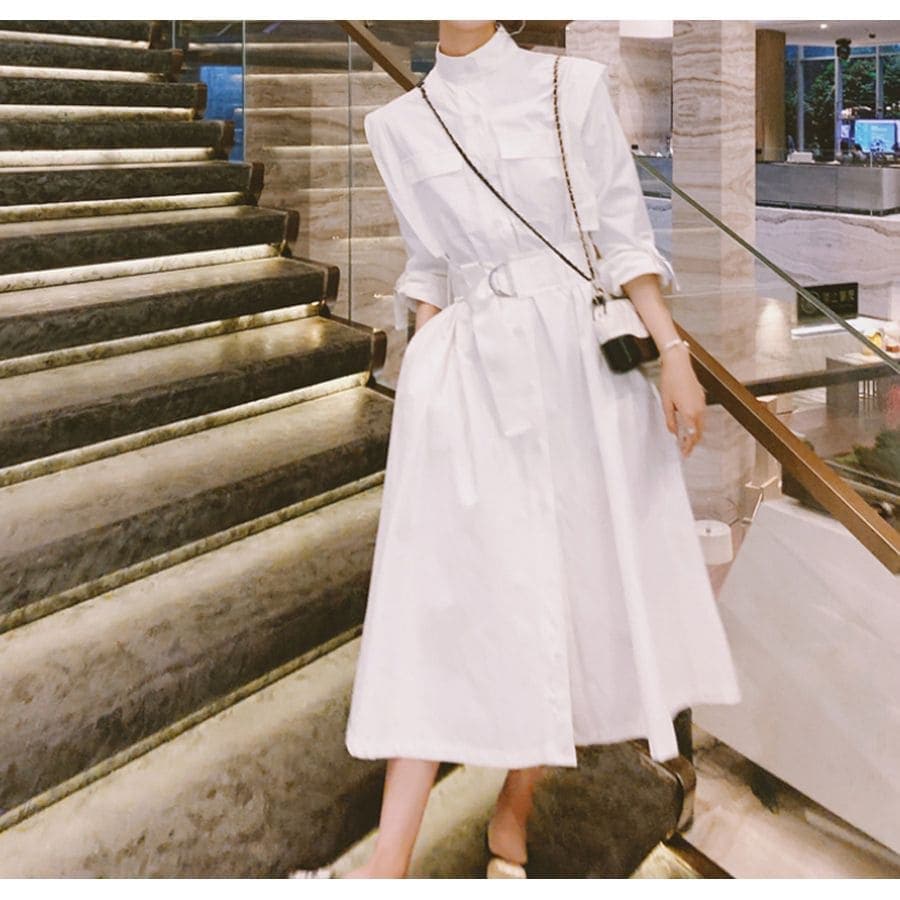 再販未定ワンピース 長袖 レディース スプリング フレンチシャツ 10123