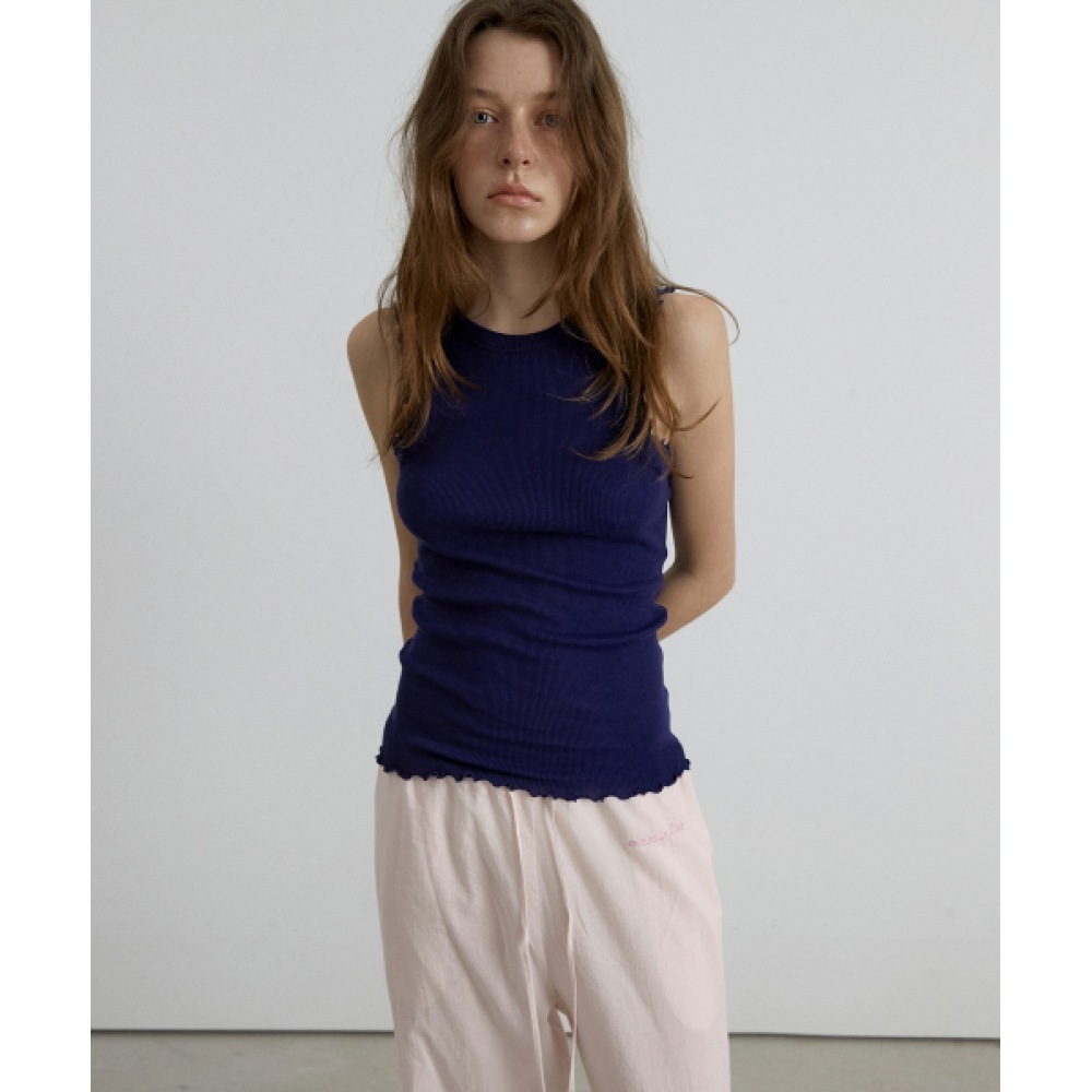 オーバーデュフレアウェーブリブ付きスリーブレス_ブルーバイオレット