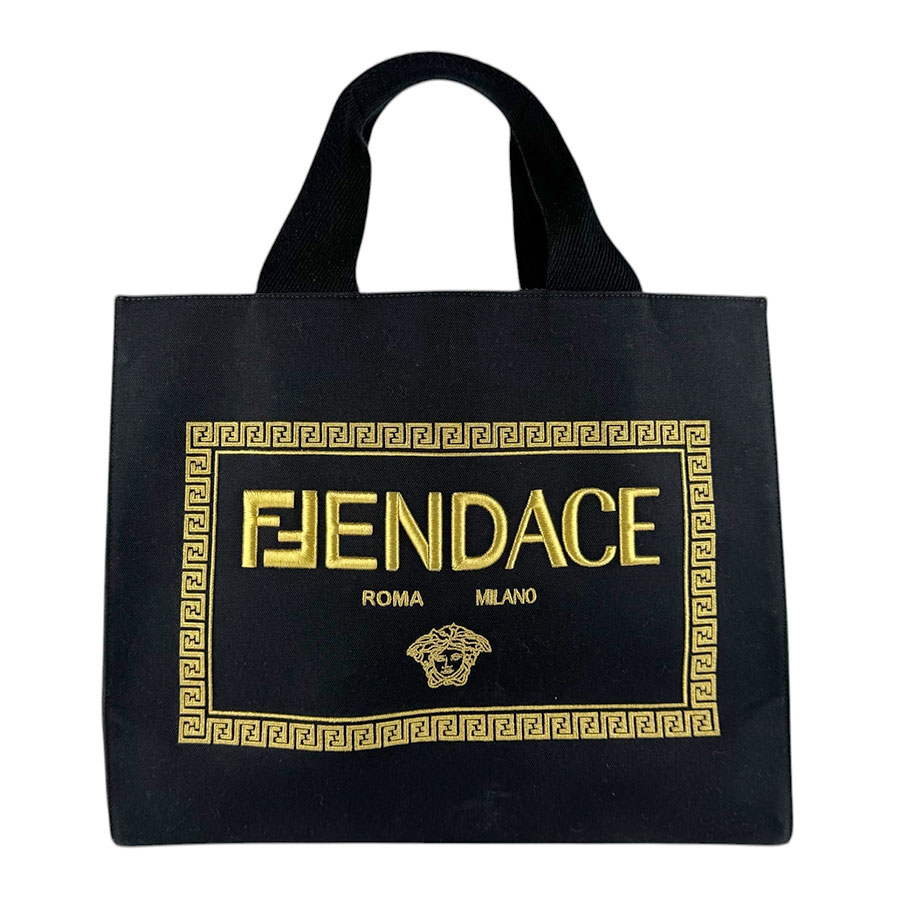 フェンディ FENDI ハンドバッグ ショルダーバッグ FENDI x VERSACE FENDACE キャンバス ブラック/ゴールド ゴールド ユニセックス 8BH395-AKYY z9374