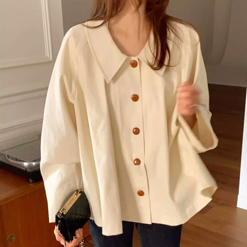 トップス シャツ ブラウス 長袖 襟付き 前開き かわいい 大人可愛い きれいめ シンプル カジュアル 上品 おしゃれ こなれ感 ガーリー 主役級 存在感 ラブリー キュート プリンセス 都会的 クラ