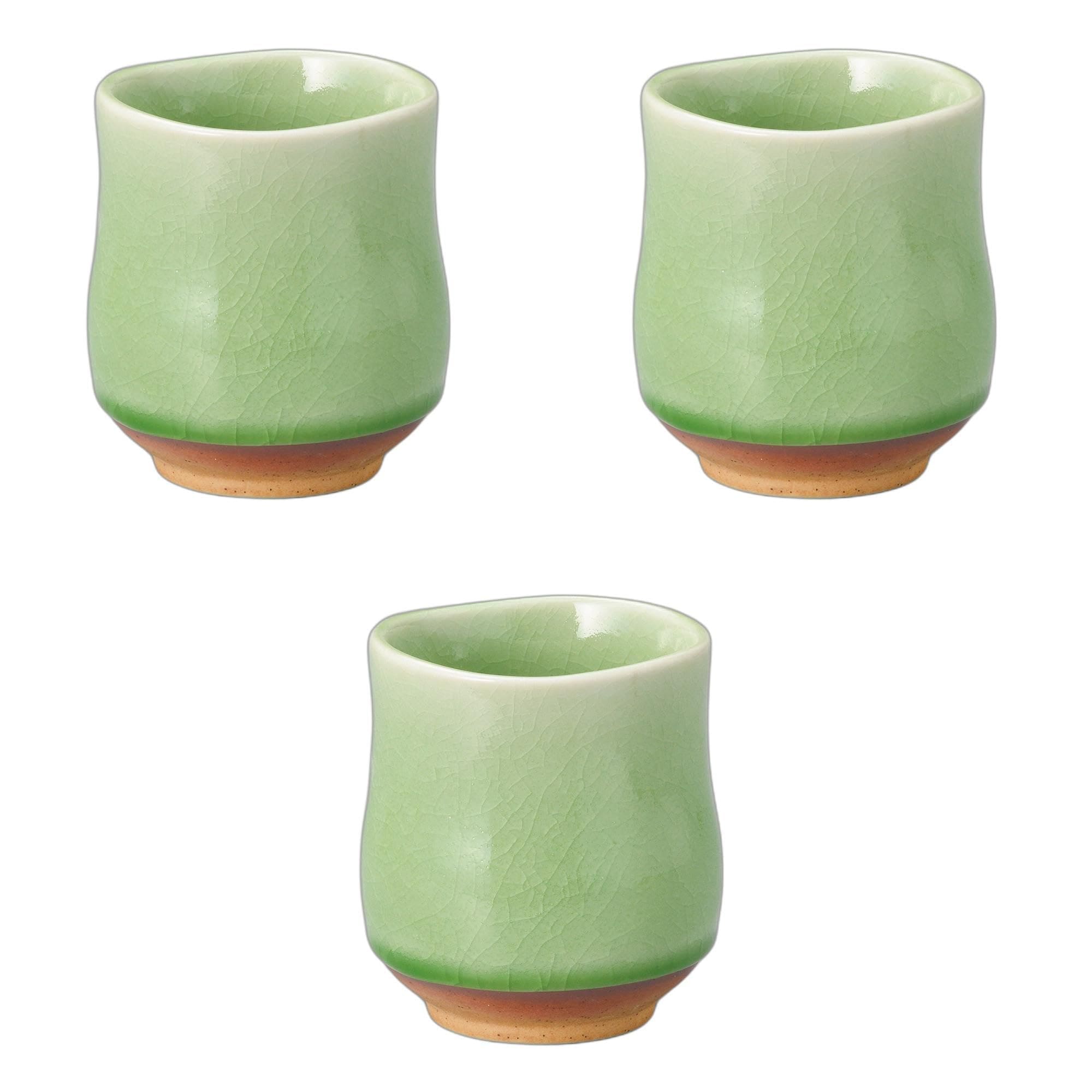 セトモノホンポ(Setomonohonpo) 3個セット ヒワ貫入大寿司 [ 8.5×9.5cm380cc ] 寿司湯呑陶磁器