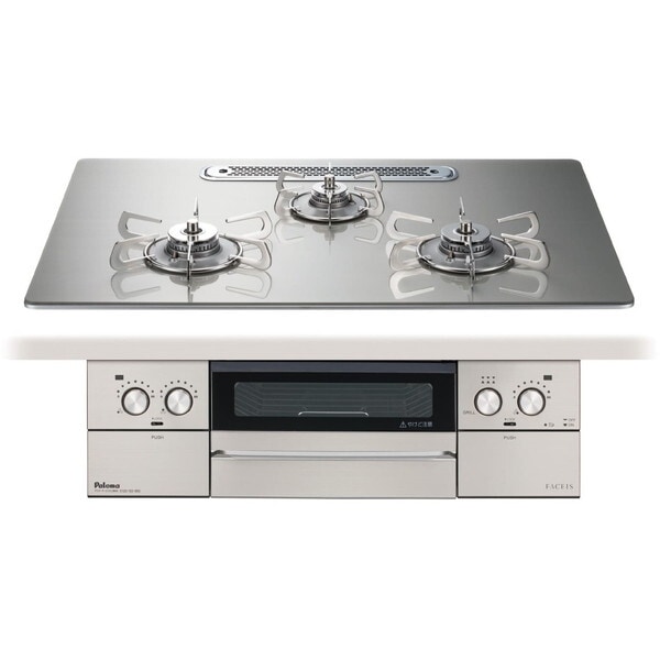 PD-893WT-U75GH-13A シャインシルバー FACEIS GRAND (フェイシス グランド) ビルトインガスコンロ (都市ガス用3口左右強火タイプ幅75cm)