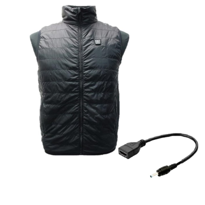 電熱べスト ヒートべスト XHV-04 男女兼用 メンズ レディース 春秋冬用 USB 服＋変換ケーブルセット ヒーターベスト 空調ウェア用バッテリーが使える ブラック S2Lサイズ 電熱ジャケット