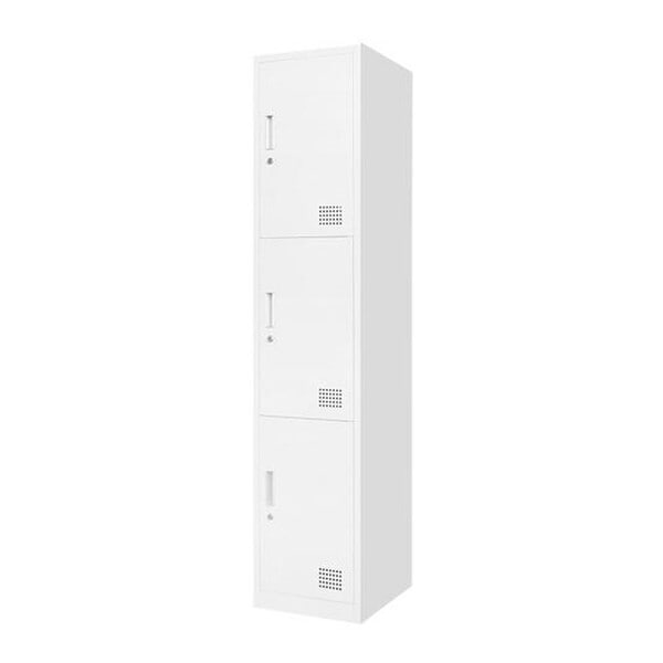 法人限定 Netforce FAC-S3-2-W-WH ホワイト ファシル スリム スチールロッカー (鍵付き 3人用 1列3段) メーカー直送