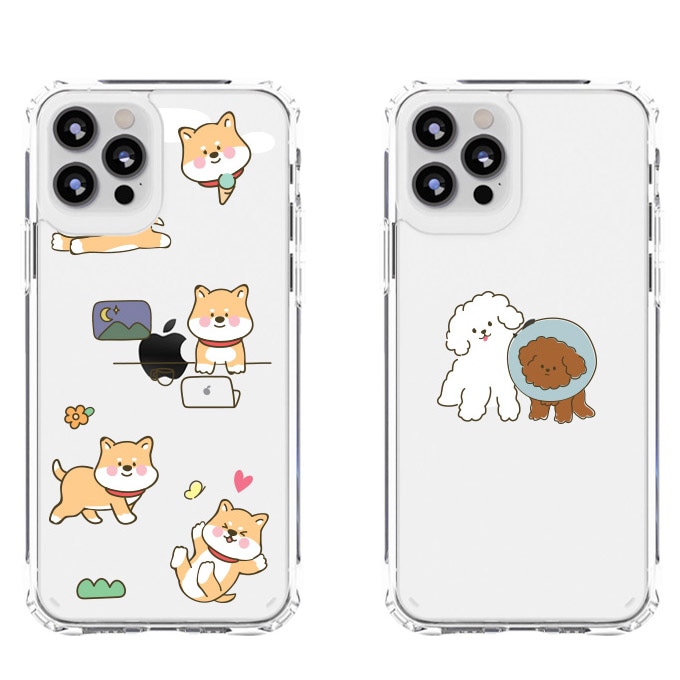 アイフォン11 11Pro 11Pro Maxケース韓国かわいい子犬の友達TPU+ハードiphone