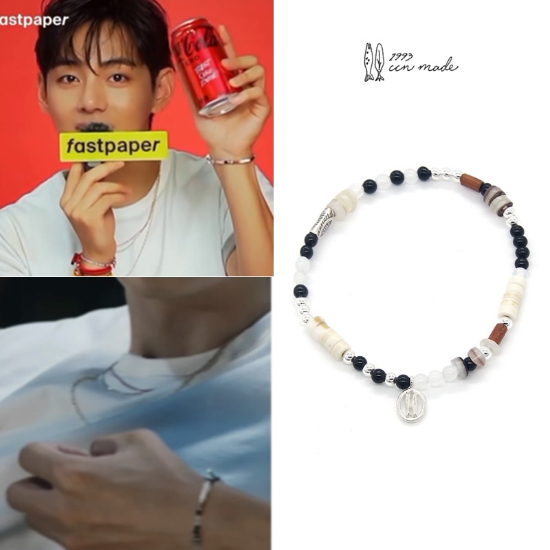 bts v着用 ワル ウレタン シルバーチャーム ブレスレット
