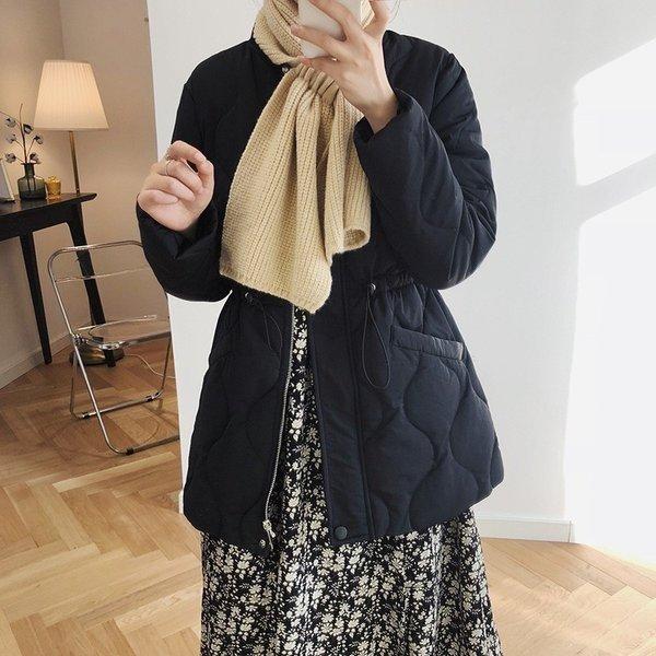 コート レディース ダウンコート ミディアム ダウンジャケット スタンドカラー キルティング 無地 モノトーン 長袖 カットインポケット