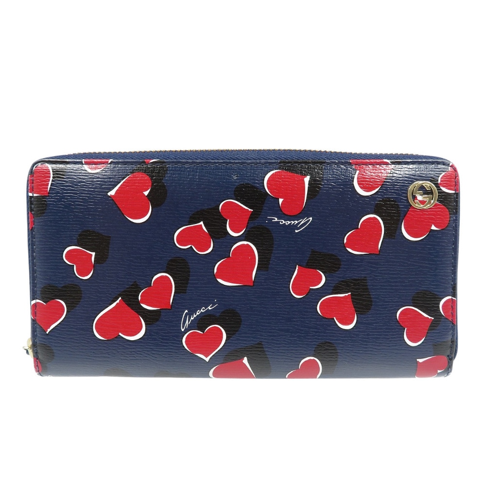 美品 309705 長財布 レザー/レザー ネイビー 1200【中古】 レディース