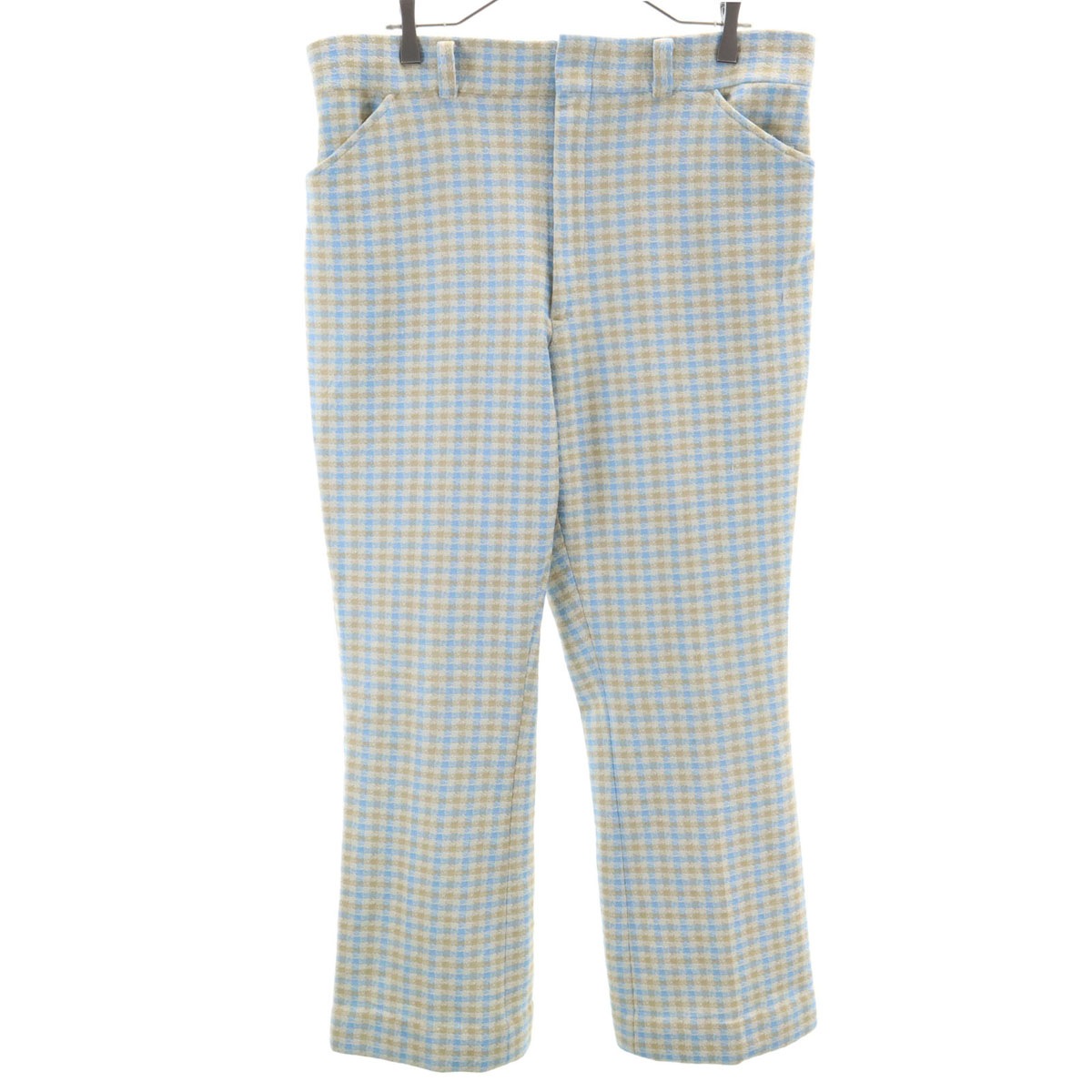 Beeline 70s ヴィンテージ チェック柄 トラウザー パンツ ベージュ メンズ 古着