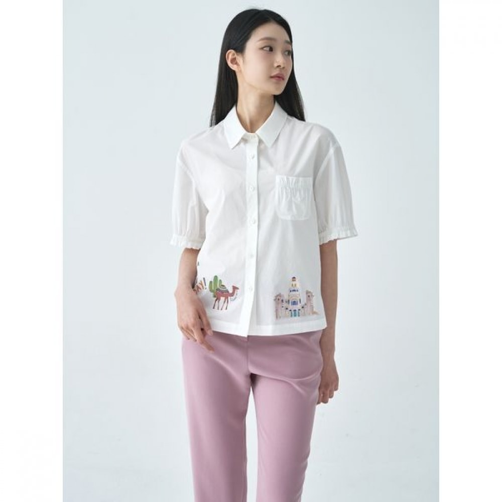 [ジセン] テーマプリントパッチブラウス LCWSO529_WH