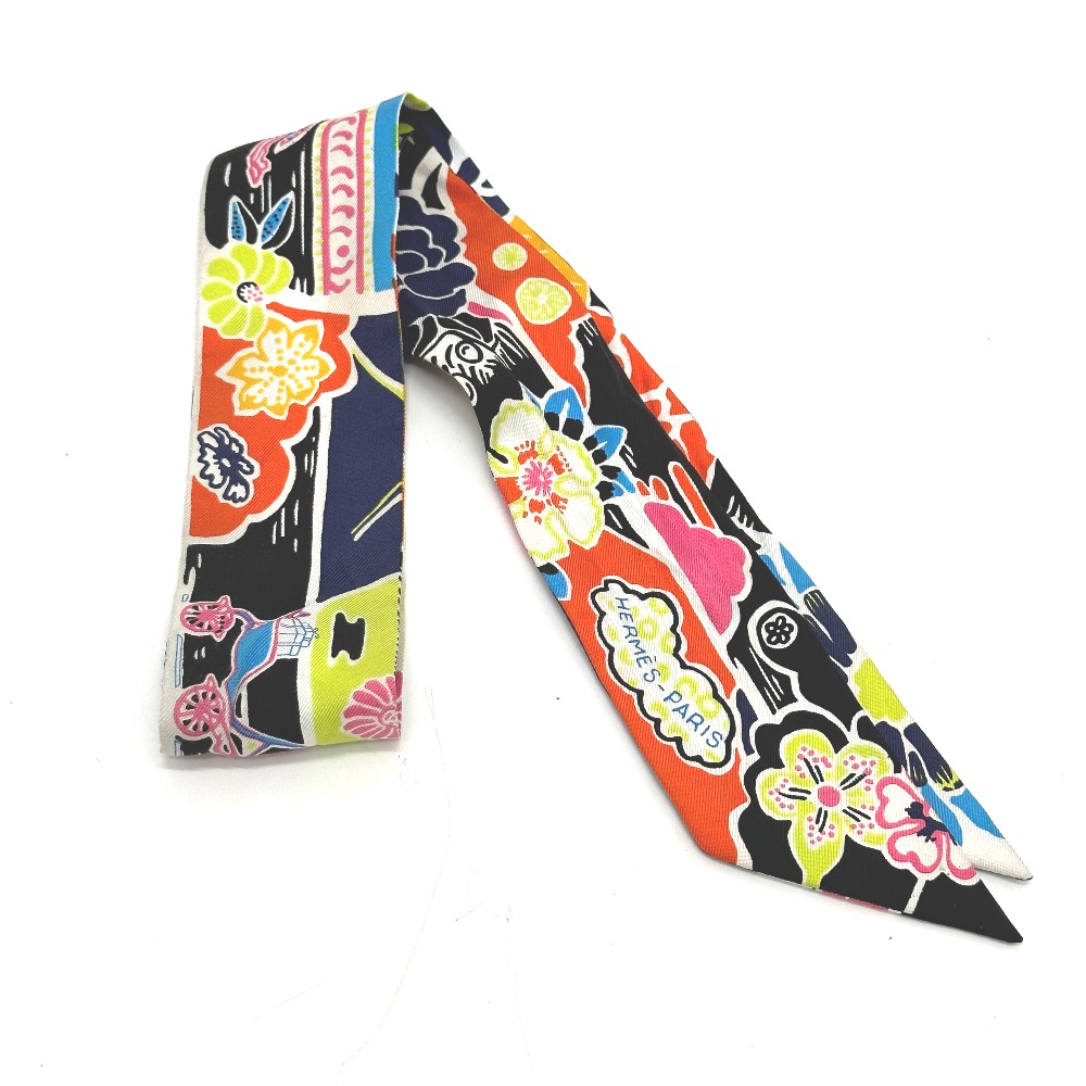 スカーフ 紅型 BINGATA フラワー ツイリー シルク マルチカラー