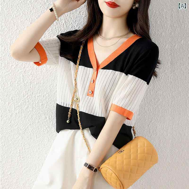 トップス レディース おしゃれ 上品 通勤 オフィス カジュアル 夏 ショート ひんやり 快適 セーター スリム 半袖 t シャツ イン トレンド