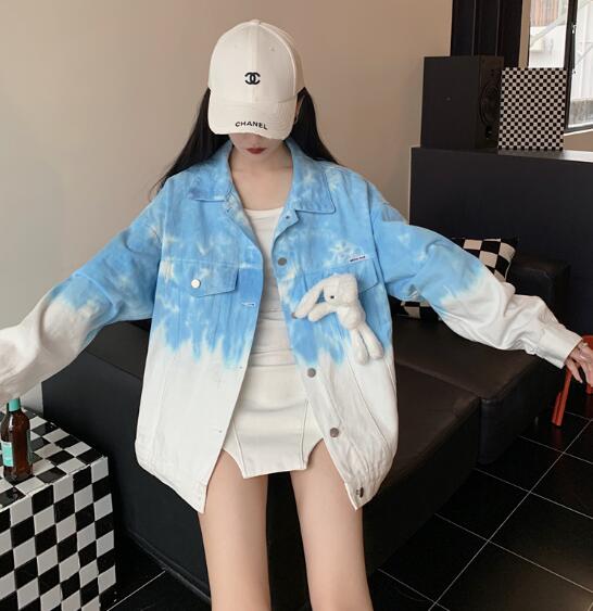 マーブルジージャンデニムジャケット長袖Gジャンシンプルボタンポケットビッグ大きいサイズダンス衣装ヒップホップHIPHOPレディースガールズメンズ大人ストリートアウタージャンパー韓国