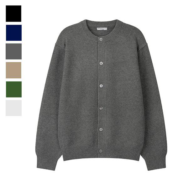 メンズ秋サイルセミクロップラウンドニットカーディガンAS-CAA-Q026-チャコール