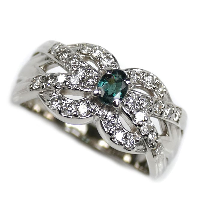 Pt900プラチナ リング・指輪 アレキサンドライト0.25ct ダイヤモンド0.50ct 12号 9.0g レディース 中古