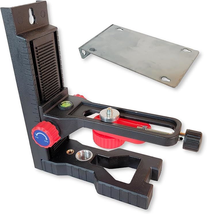 軽天ホルダー レーザー墨出し器用 マグネット式 L型 5/8 1/4 水平器 微調整 マウント 昇降調整機能付き マキタシンワ ヒルティ タジマ 汎用 (磁石式)