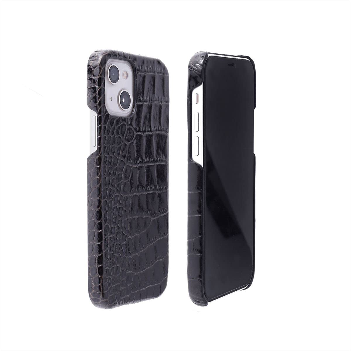 ABBI SIGNATURE iPhone 13 mini ケース バックカバー LIPARI クロコダイル 型押し イタリアン本革 [ ベジタブルタンニンレザー リパリ 日本製 ハンドメイド] ブラ