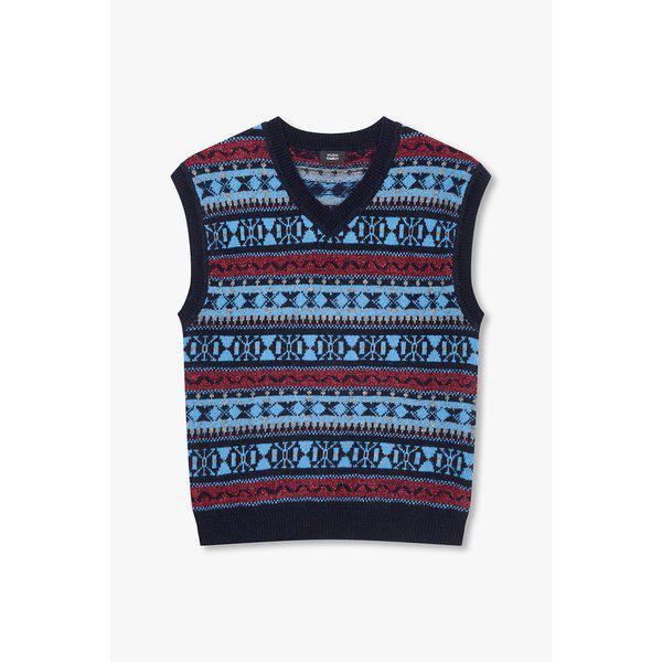 [MEN] ノルディックパターン Vネック ニットベスト 9155452121056