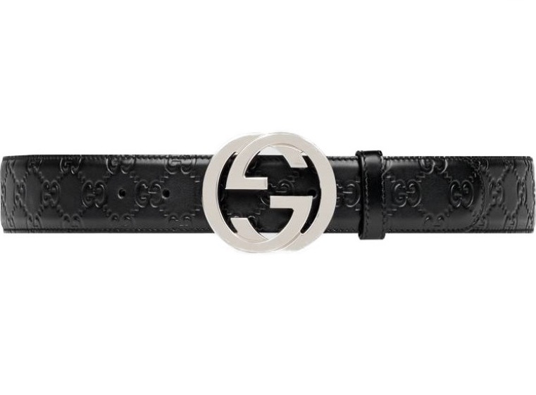 GUCCI 411924-CWC1N-1000-90 グッチ ユニセックス ベルト グッチシマレザー インターロッキングGバックル