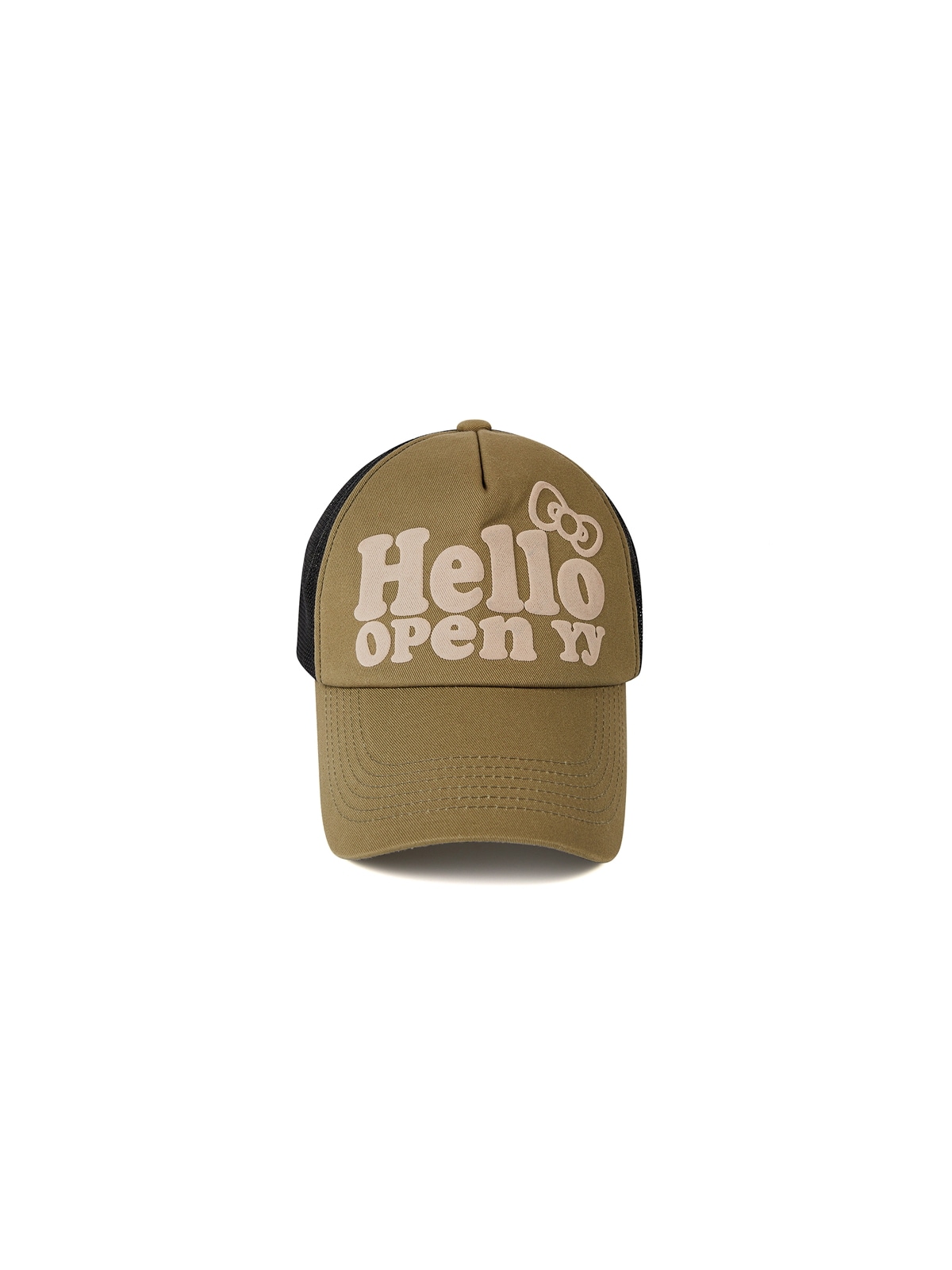 【OPEN Yy】 HELLO KITTY X YY TRUCKER CAP : KHAKI