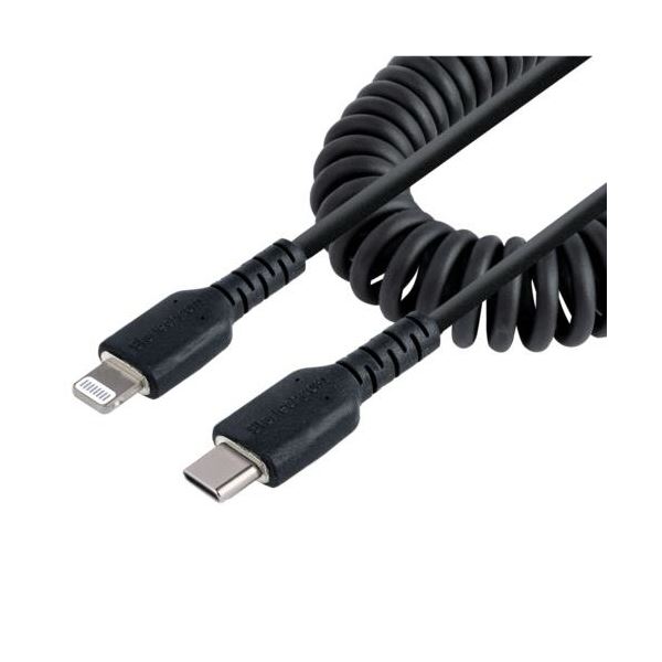 StarTech.com 高耐久Lightning-USB Cケーブル 1m コイル（伸縮）型／アラミド繊維補強RUSB2CLT1MBC 1本 6,833円