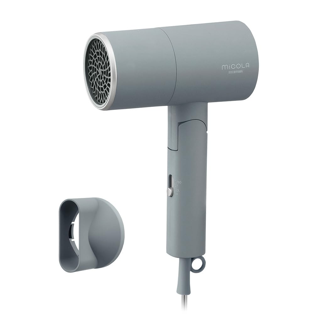 【MiCOLA】アイリスオーヤマ イオンドライヤー 速乾 遠赤外線搭載 マイナスイオン ヘアケア ドライヤー HDR-M202-H スモークグレー