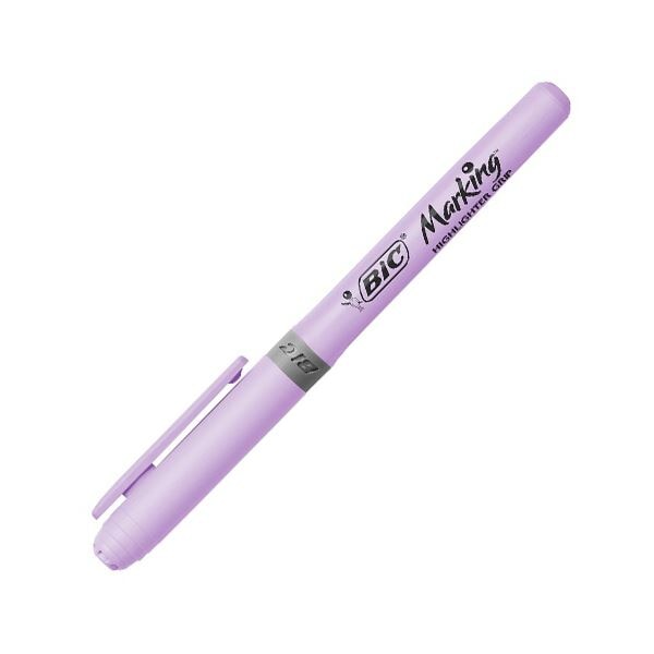 （まとめ） BIC蛍光マーカー マーキングハイライターグリップ パステル パープル BRIGBKPSTPRP 1セット（12本） [x5セット]