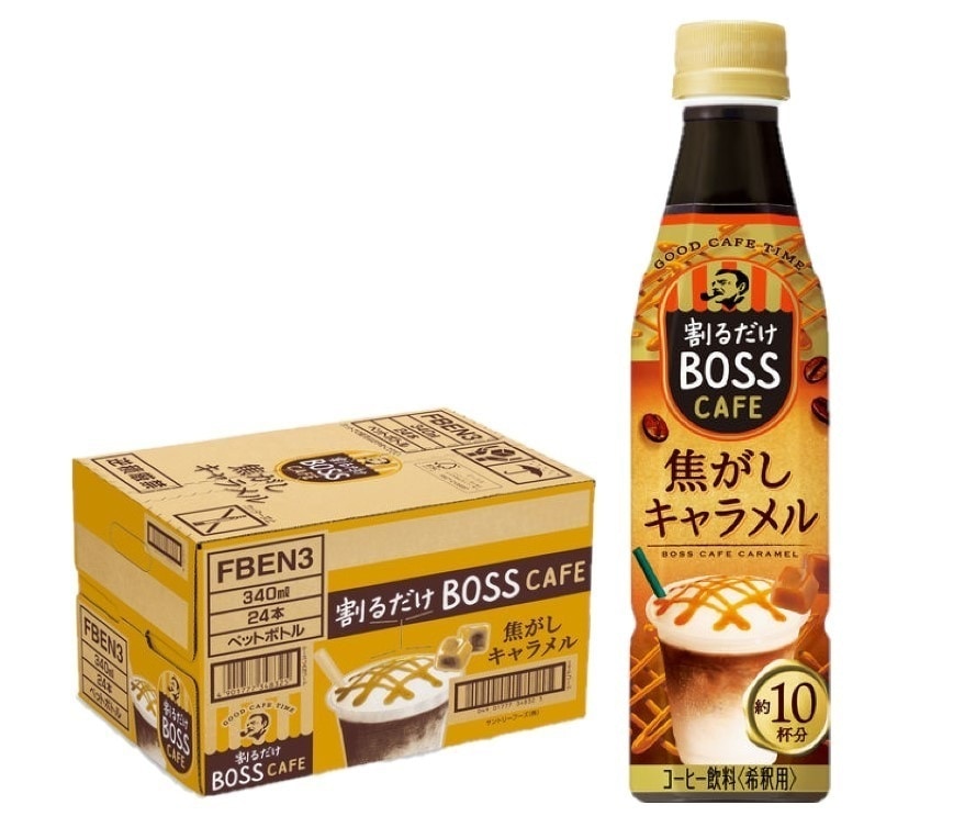 【送料無料】サントリー ボス BOSS 割るだけ ボスカフェ 焦がしキャラメル 340ml1ケース/24本