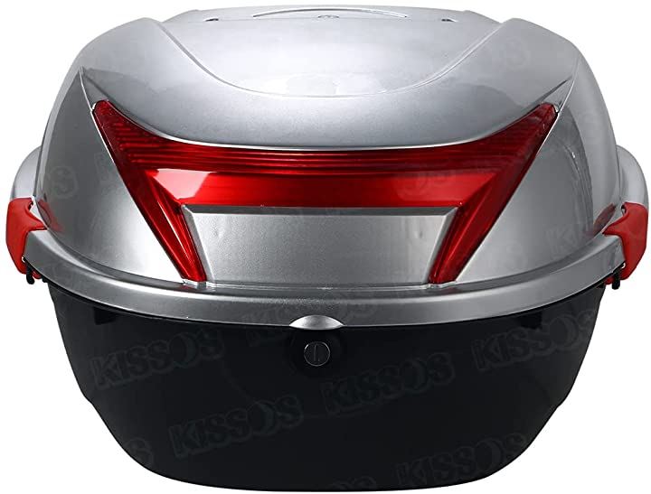 バイク用 リアボックス トップケース テールボックス 着脱簡単 キーロック式 メット2個 収納 可能( シルバー, L)