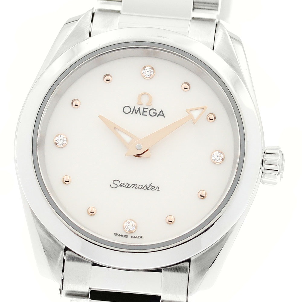 オメガ OMEGA 220.10.28.60.54.001 シーマスター アクアテラ 4Pダイヤ クォーツ レディース 保証書付き_895542【中古】