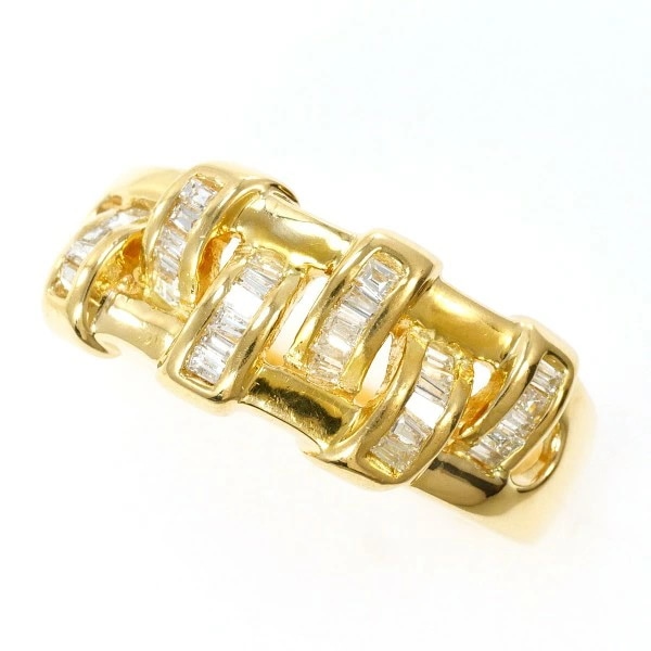 K18 18金 YG リング 指輪 11号 ダイヤ 0.27 カード鑑別書 ジュエリー 中古