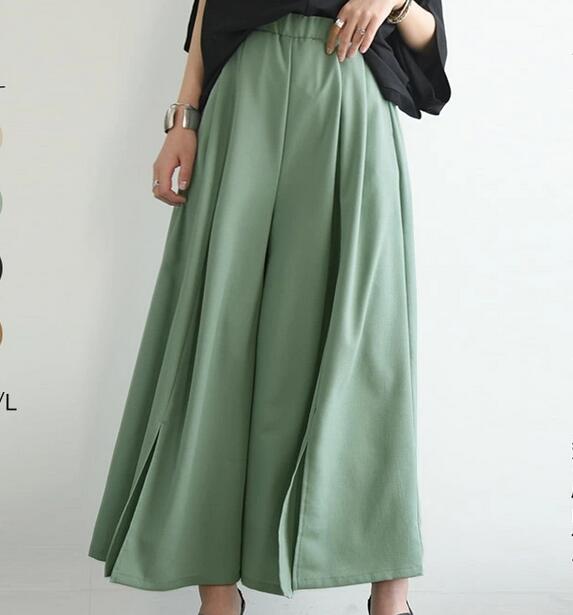 ワイドレッグキュロットレディース夏薄部日本の新しいスタイル2023ルーズハイウエスト薄手カジュアルパンツ夏V