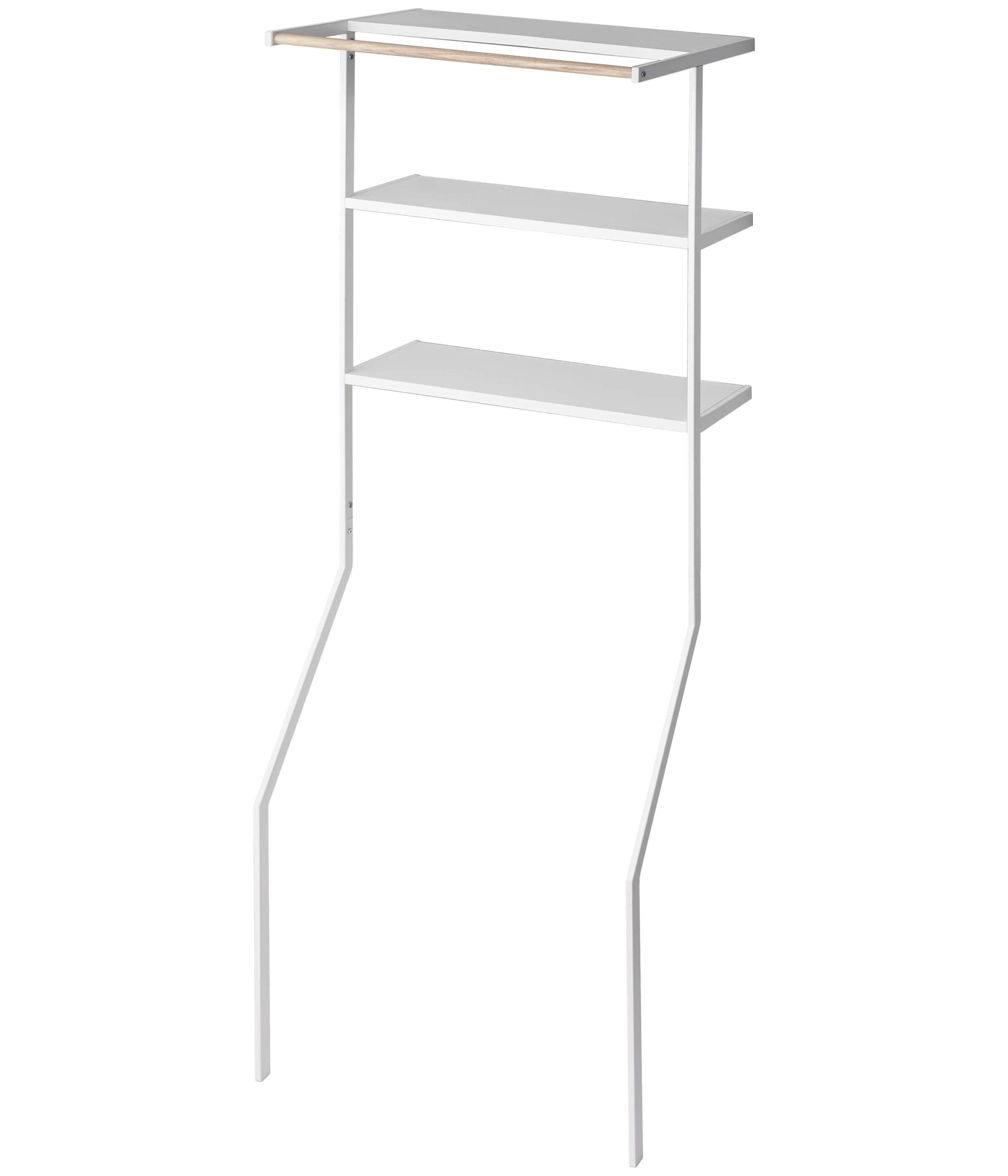 立て掛け ランドリーシェルフ ホワイト 約W75×D48×H190cm タワー tower ランドリーラック ハンガーバー付き 2482