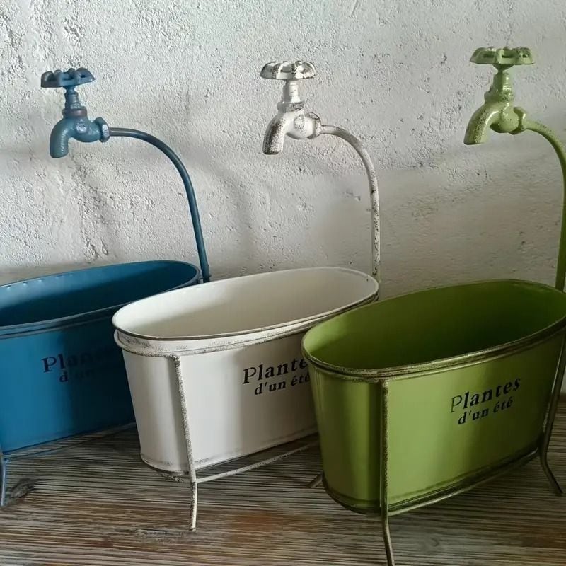 プランター バスタブ型 ヴィンテージ風 おしゃれ かわいい 植木鉢 アンティーク風 多肉植物 寄せ植え 屋内 屋外 ガーデニング 白 グリーン